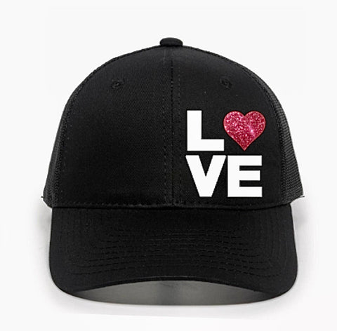 Love Stacked (Glitter Heart) Mesh Back Hat - BNVEED STYLE
